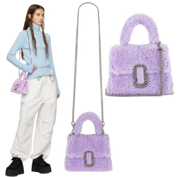 Marc Jacobs Handbags - NEW Marc Jacobs The St Marc Mini Top Handle Satchel Lilac Fur Handbag Purse NWT